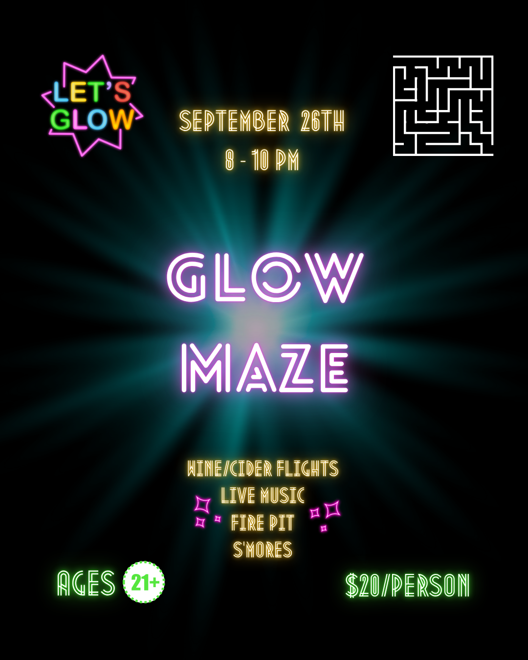 September 26, 2025 - 21+ Glow Maze at Rebel Sheep Wine Co. (Chester, NJ)