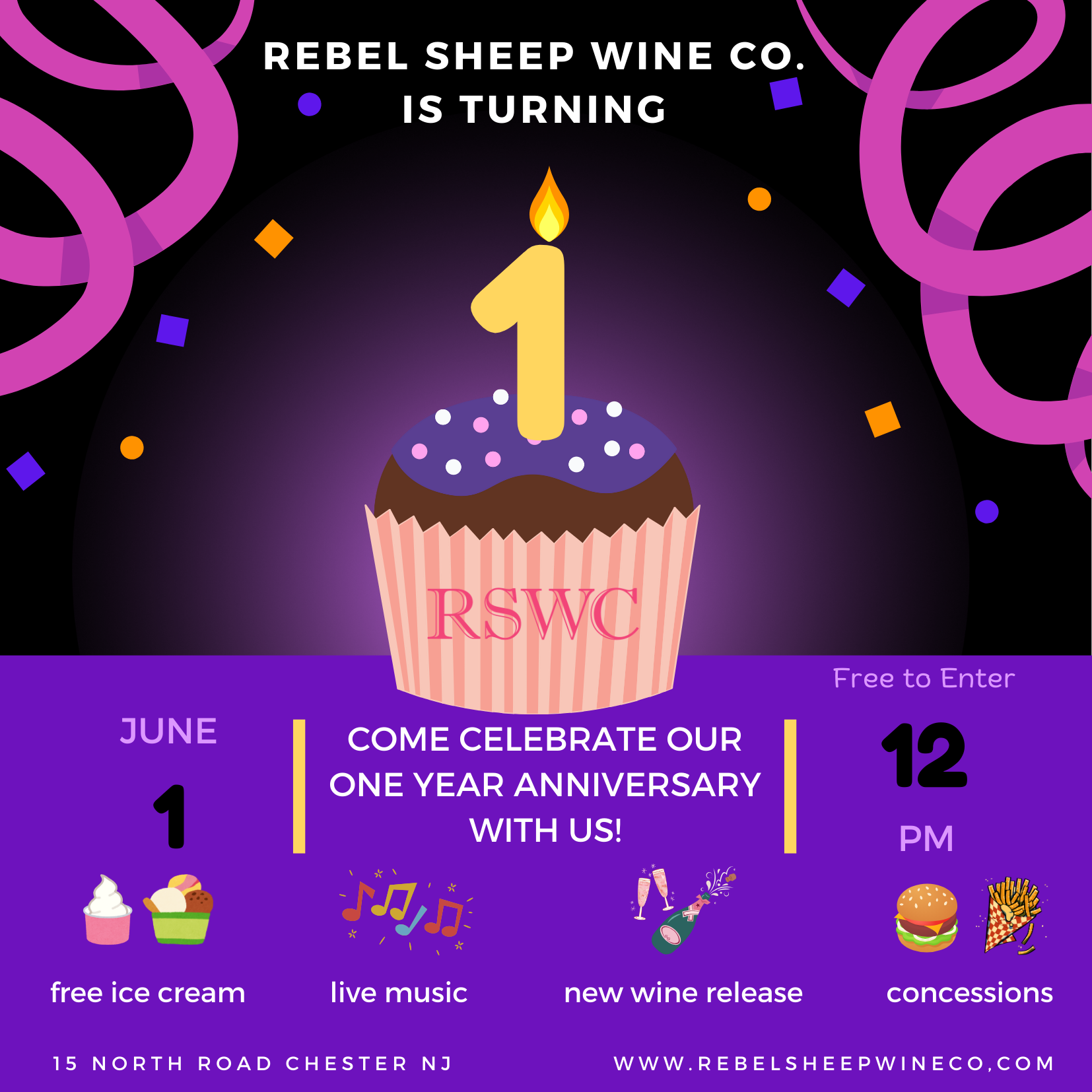 June 1, 2025 - 1st Anniversary at Rebel Sheep Wine Co. (Chester, NJ)