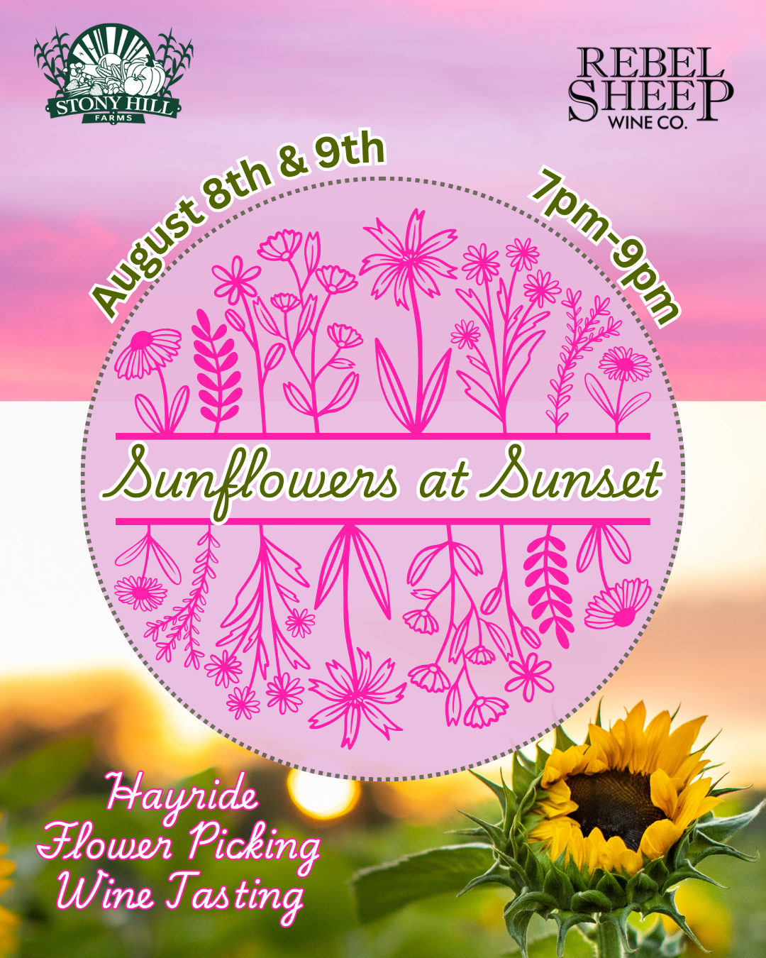 August 8 & 9 - Sunflower Golden Hour at Rebel Sheep Wine Co. (Chester, NJ)