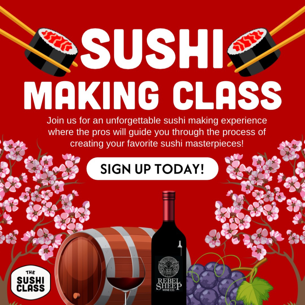 May 2, 2025 - Sushi Making Class with The Sushi Class at Rebel Sheep Wine Co. (Chester, NJ)