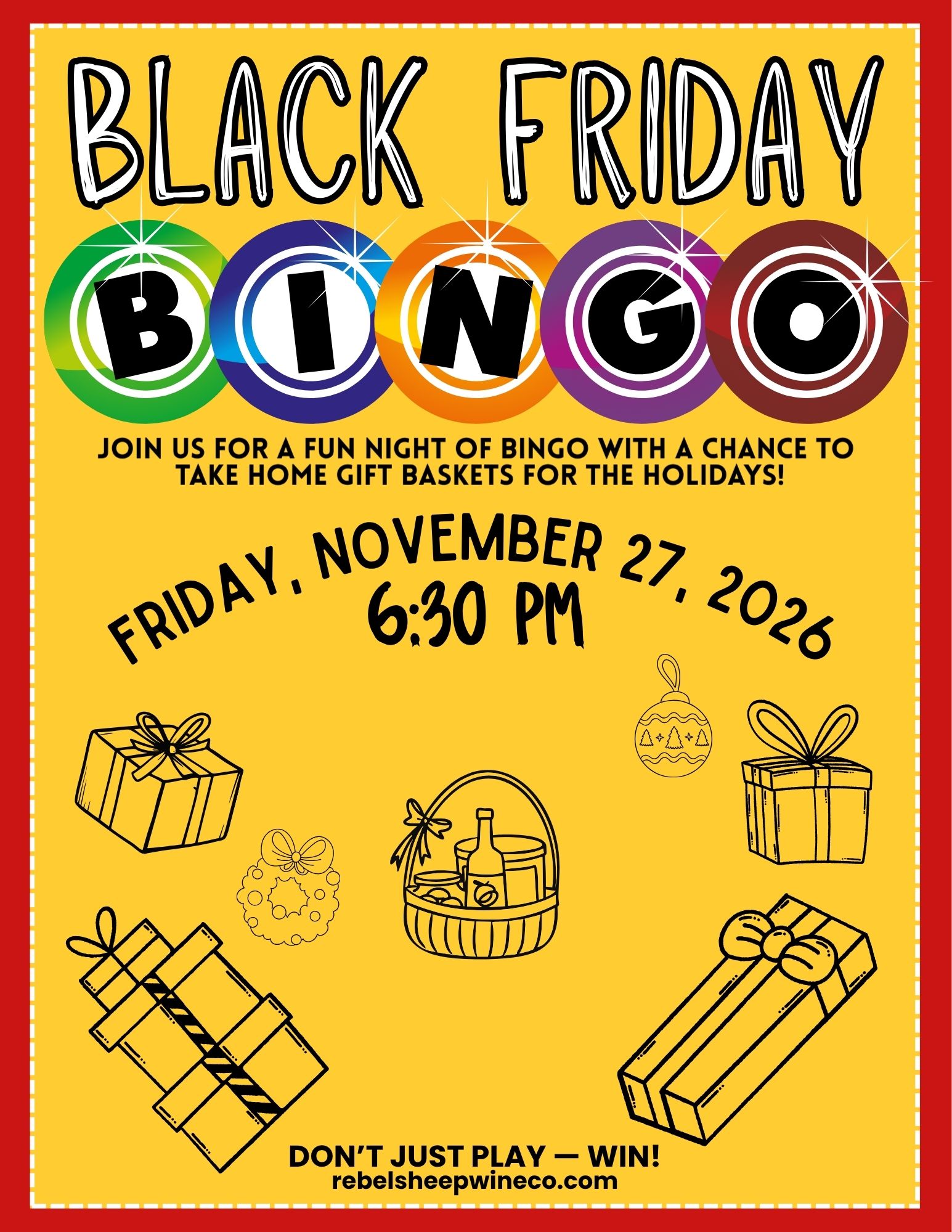 Black Friday Bingo at Rebel Sheep Wine Co. - November 27, 2026