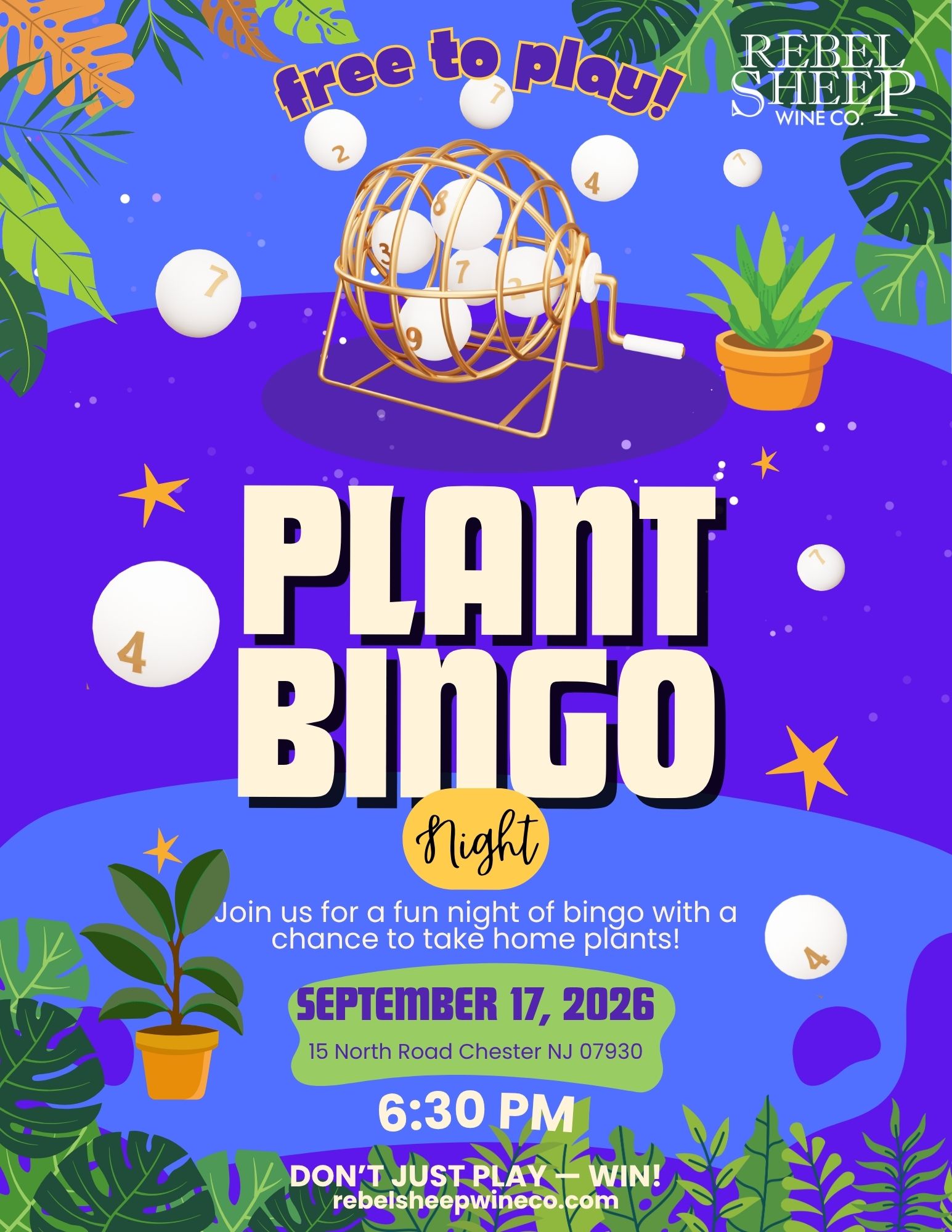 Plant Bingo - Free trivia night at Rebel Sheep Wine Co (Chester, NJ) - September 17, 2026