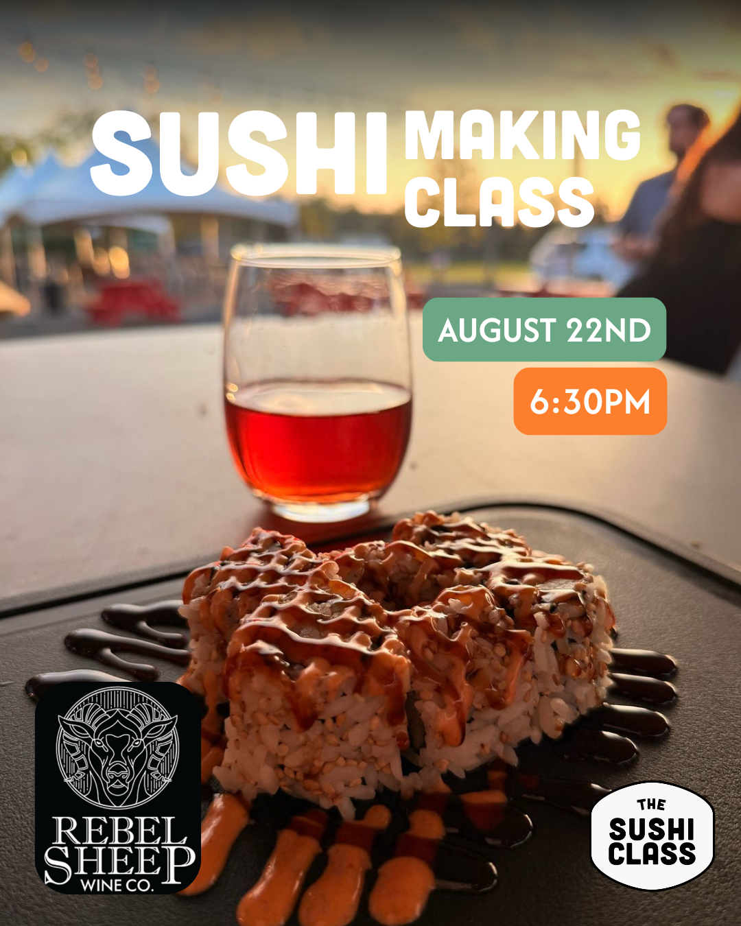 August 22, 2025 - Sushi Making Workshop at Rebel Sheep Wine Co. (Chester, NJ)